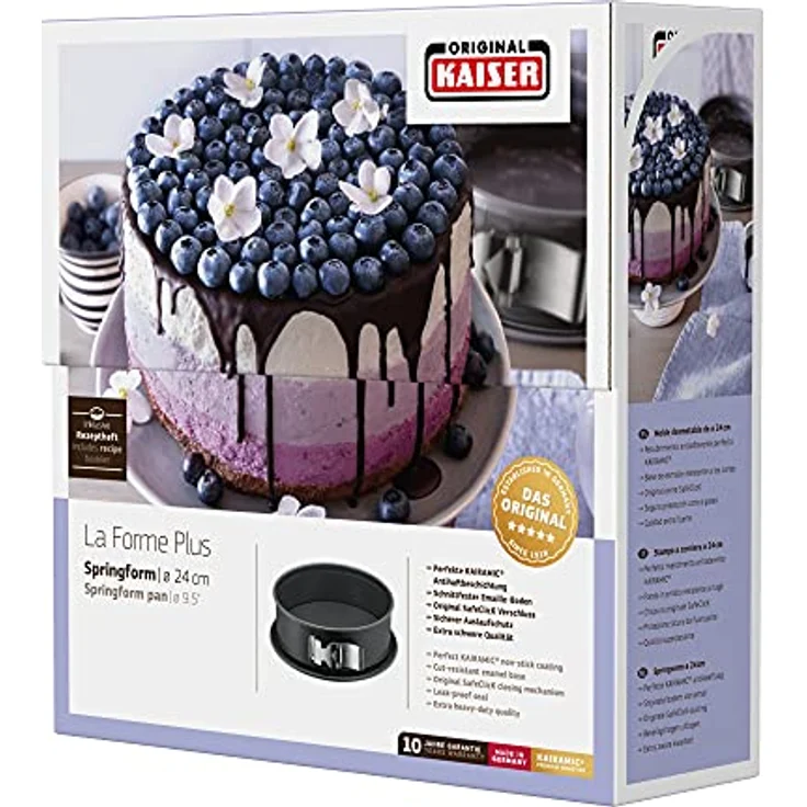 Kaiser La Forme Plus Springform, 24 cm rund, Flachboden, runde Backform, SafeClick-Verschluss, leboden, antihaftbeschichtet, schnittfest, auslaufsicher – Bild 9