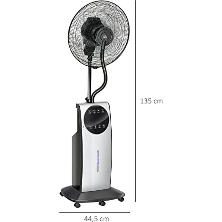 HOMCOM Nebel Ventilator mit Sprühnebel, Standventilator mit Wasserkühlung, Fernbedienung, 90W Kühlventilator mit 3,1 L Wassertankkapazität, 3 Luftmodi, Schwarz - Preisvergleich – Bild 5