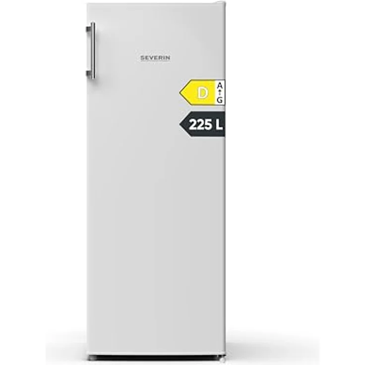 SEVERIN FKS 8818 Flaschenkühlschrank, 225L, energieoptimiert, leiser Betrieb, wechselbarer Türanschlag, Edelstahl/silber/weiß, 141 cm Höhe – Bild 1