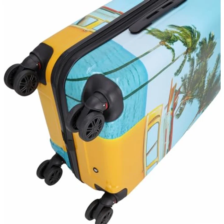 Kenorada Reisetrolley Plumeria 4W | Hartschalen Koffer aus Stabiler ABS-Schale | TSA-Zahlenschloss | Vier 360°-Rollen | Trolley mit praktischer Aufteilung (M - mittlerer Koffer 66cm, Bus) – Bild 4