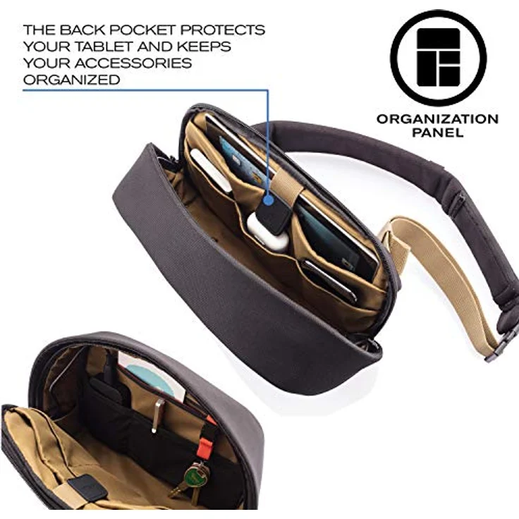 XD Design Bobby Sling Umhängetasche mit RFID-Schutz, 32,5 cm, schwarz aus 100% PET – Bild 8