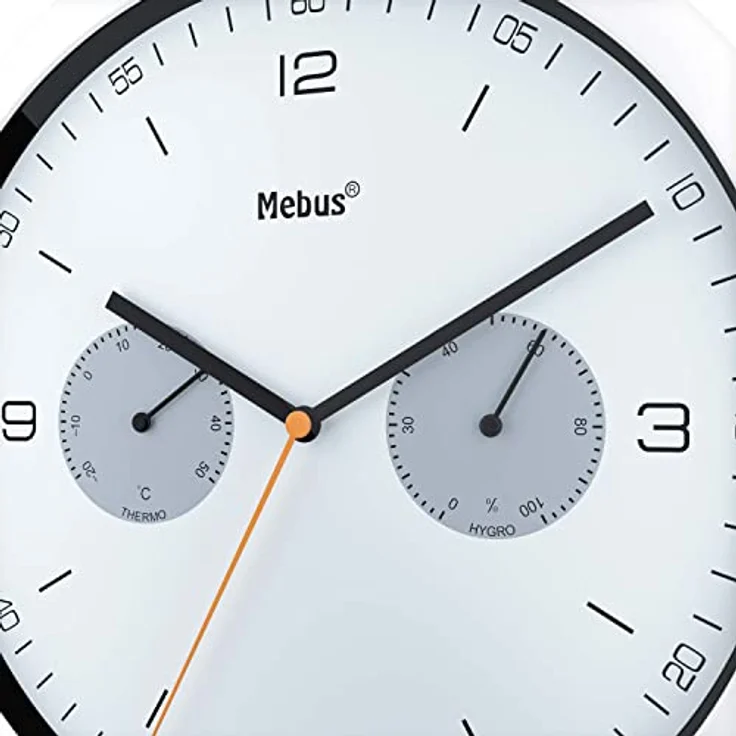 Mebus 52826 Funk Wanduhr 260mm x 42mm Weiß – Bild 2