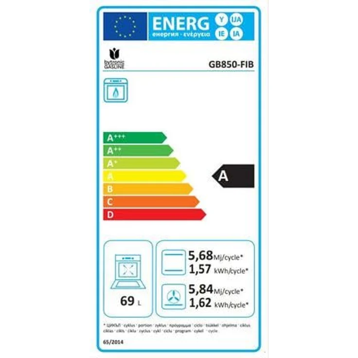 Gasline GB850-FIB, Einbaubackofen mit 69L Garraum, Umluftfunktion, Erdgas/Propan, schwarz, Energieeffizienz A-Klasse – Bild 2