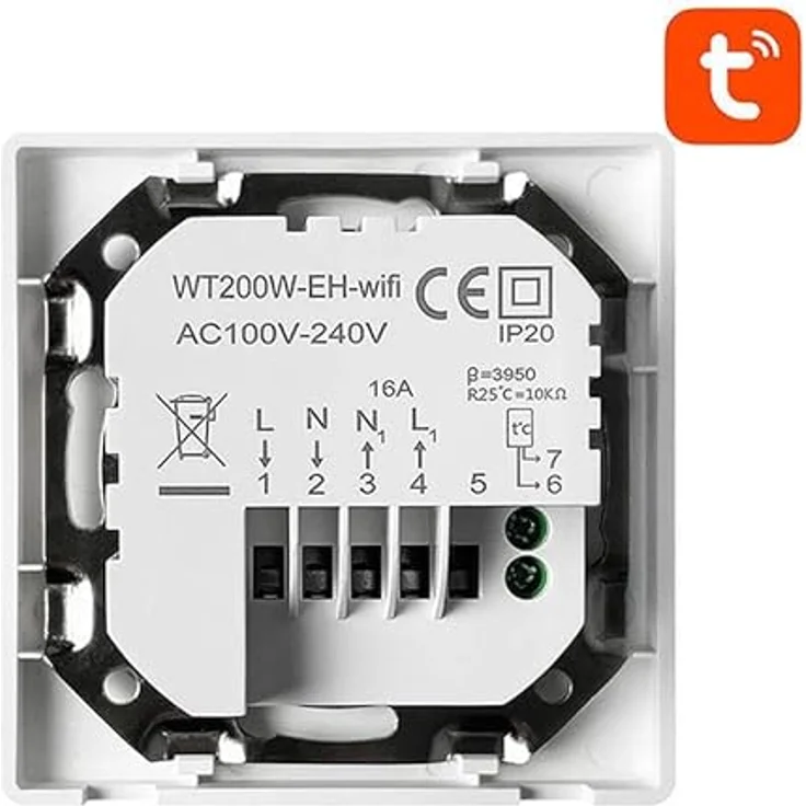 Avatto WT200-16A-W Intelligenter WiFi Thermostat für elektrische Heizung, 16A, NTC-Sensor, Touchscreen, Sprachsteuerung mit Tuya, LCD-Display – Bild 2