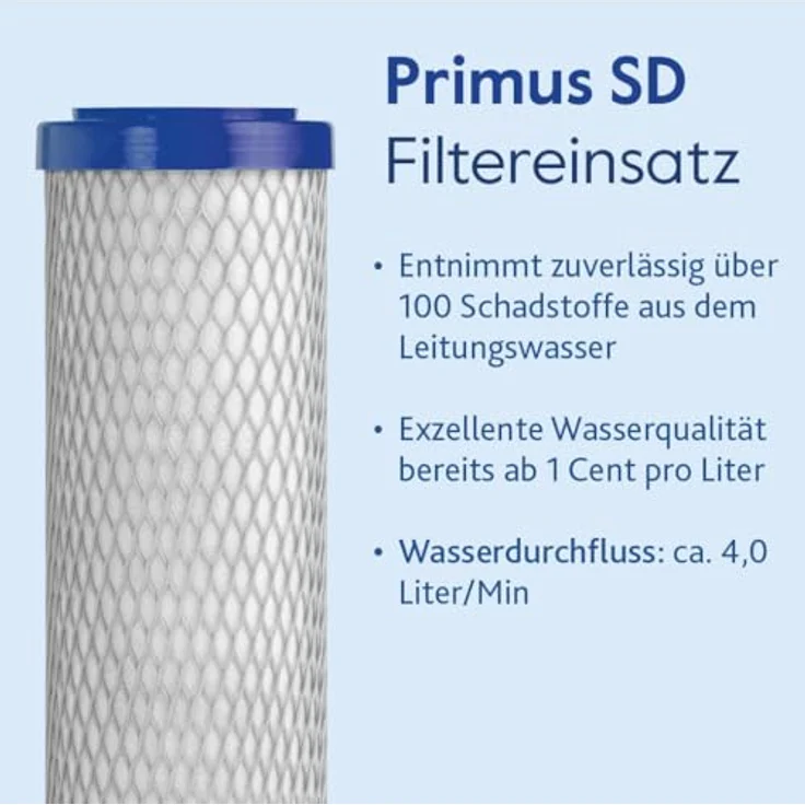 Alvito Auftisch Basic Wasserfilter Set Pure, inkl. Primus SD, leistungsstarke Aktivkohlefilterung, einfache Montage ohne Werkzeug – Bild 4