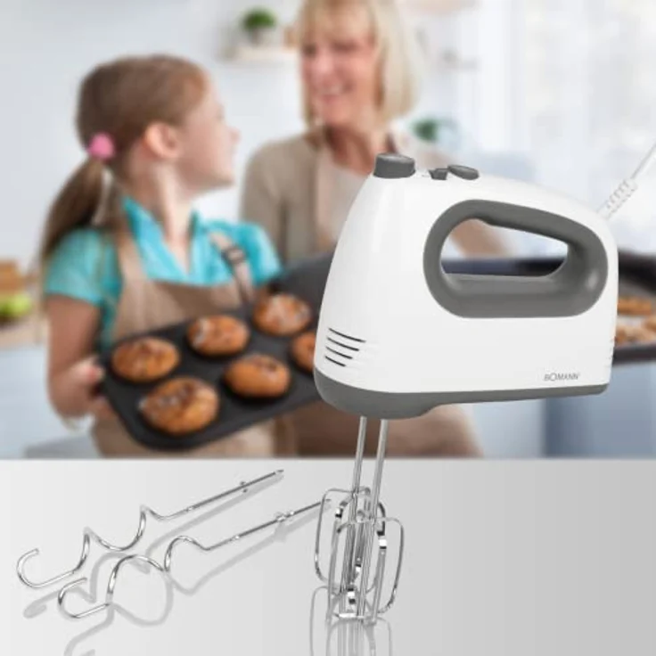 Bomann HM 6054 CB Handmixer, 400 Watt, 5 Geschwindigkeitsstufen, Turbostufe, Kunststoff, weiß, grau – Bild 6