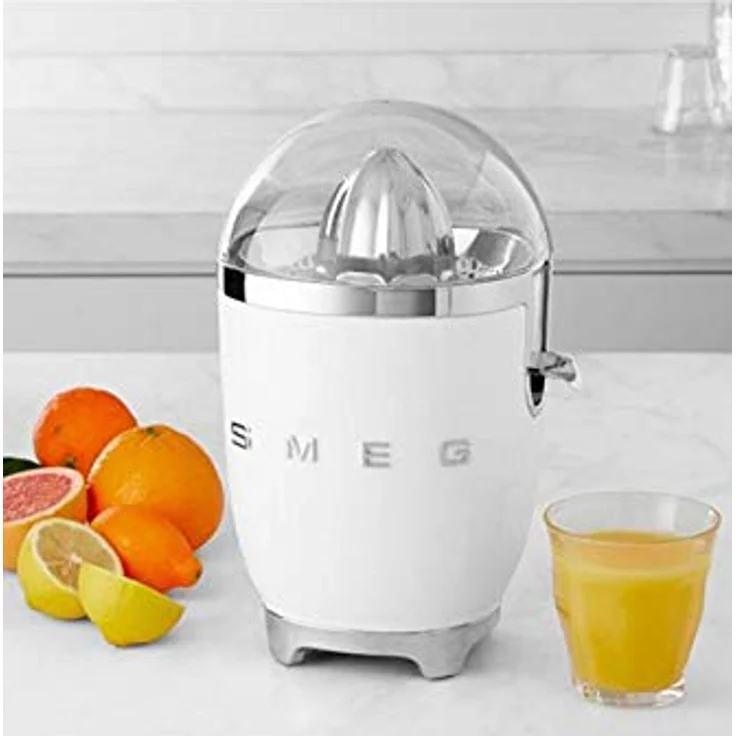 Smeg CJF01WHEU Zitruspresse, Anti-Tropf-Auslauf aus Edelstahl mit Klappverschluss, verhindert ein Nachtropfen, weiß,  Serie: CJF01 – Bild 3