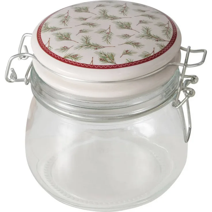 Boltze Glasbehälter mit Porzellandeckel CHARLENE, 450 ml - Transparentes Glas, farbenfrohes Porzellan, 450 ml Fassungsvermögen