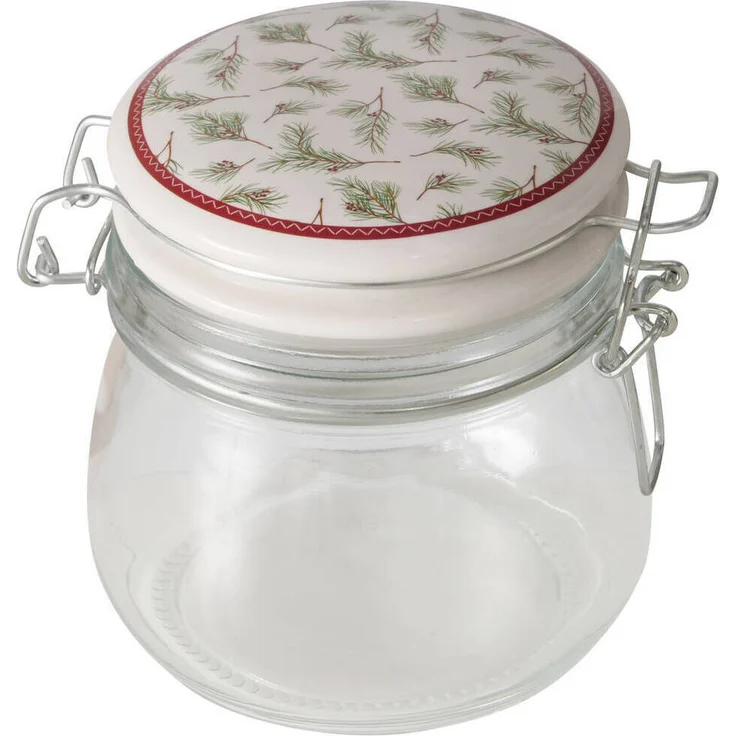 Boltze Glasbehälter mit Porzellandeckel CHARLENE, 450 ml - Transparentes Glas, farbenfrohes Porzellan, 450 ml Fassungsvermögen