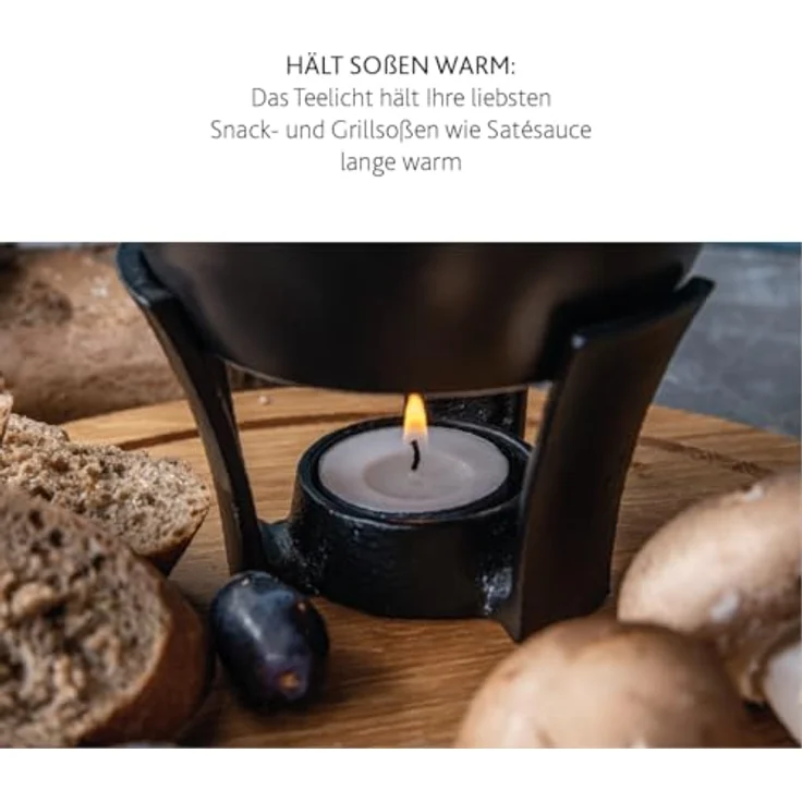 BOSKA HOLLAND Fondue Set Party Mini, 300 ml Fonduetopf aus Keramik mit Untergestell, schwarz, inklusive 2 Fonduegabeln – Bild 3