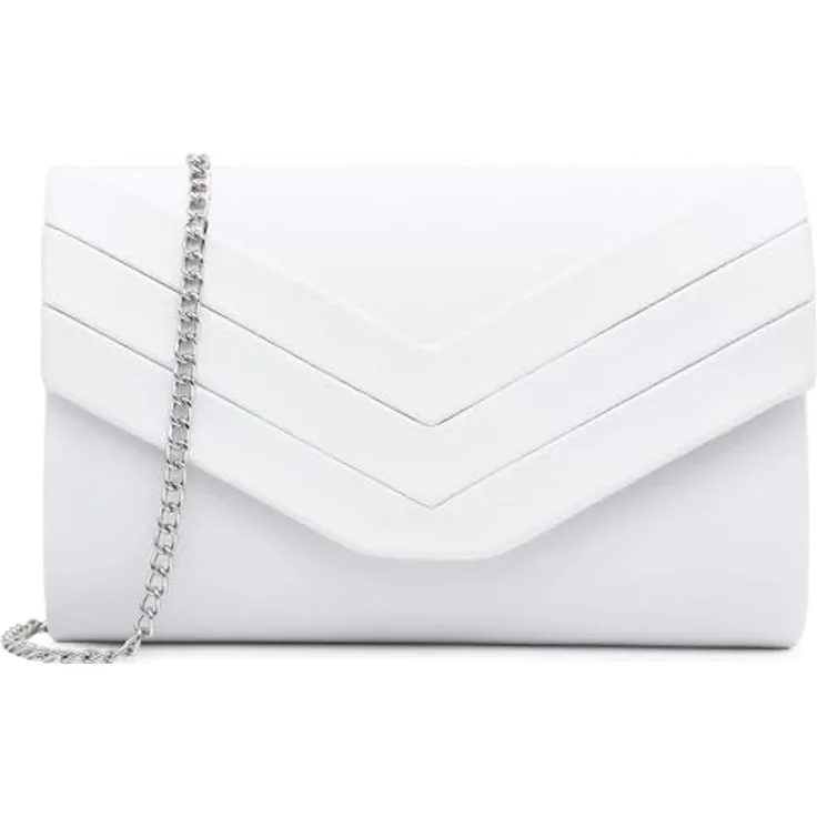 Milisente Damen Clutch, Wildleder Abendtasche in Weiß, elegante Umschlag- und Umhängetasche mit großer Kapazität und magnetischem Verschluss