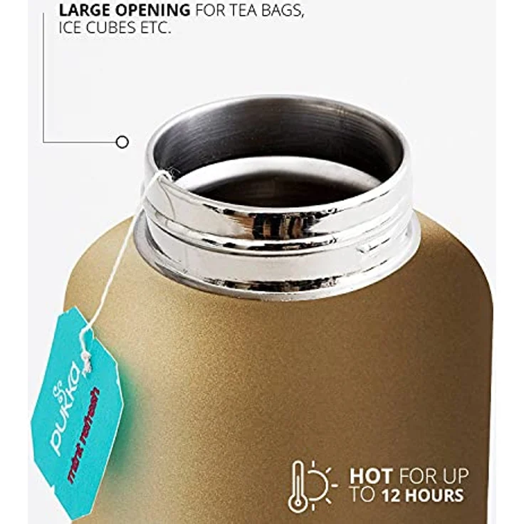 Design Letters Edelstahl Trinkflasche Gold Kohlensäure geeignet BPA-Frei Thermoskanne 12 Stunden Heiß – Bild 6