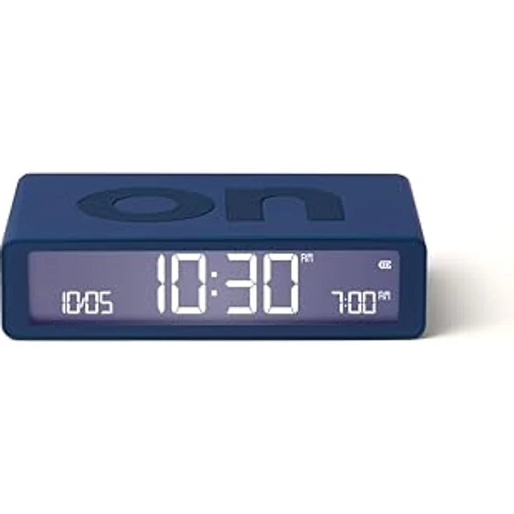 Lexon Flip Classic, Digitaler Wecker mit umkehrbaren EIN/Aus-Seiten, wiederaufladbar, LCD-Display, Berührungssensor für Schlummer- und Lichtfunktion – Dunkelblau – Bild 1