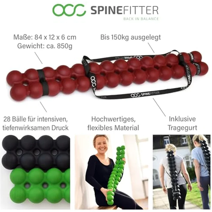 SISSEL SPINEFITTER Rot | Massagegerät für Rücken & Balance | löst Verspannungen & Blockaden | Ideal für Pilates und Yoga | Zur Entspannung der Wirbelsäule | Für Zuhause & Praxis – Bild 4