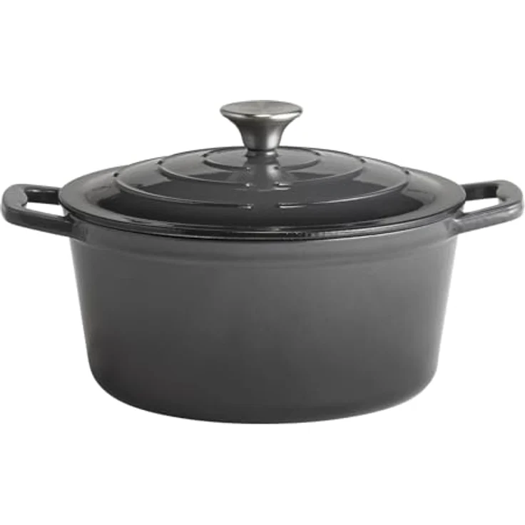 APS 88303 Kochtopf mit Deckel "5 STARS", Schmortopf Gusseisen, induktionsgeeignet, ofenfest, inkl. Deckelhalter, anthrazit, Ø 25 cm, 4 Liter – Bild 1