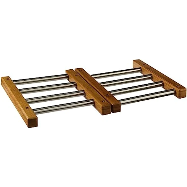5five ausziehbarer Untersetzer aus Bambus und Edelstahl, Maße 21.5 x 22 x 2 cm, erweiterbar auf 35 x 22 x 2 cm – Bild 4