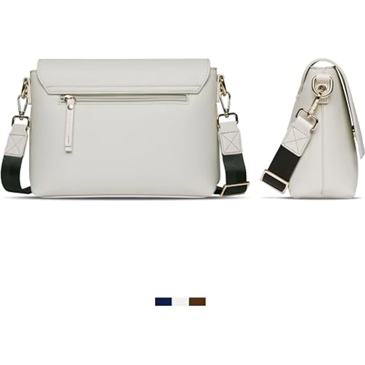 Bugatti ELLA Schultertasche, Handtasche aus Saffiano-Art Kunstleder mit verstellbarem Schultergurt, rot akzentuiert, 27 x 9 x 20,5 cm, 100% Handarbeit – Bild 3