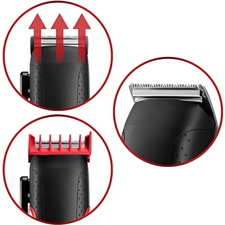 Remington Haarschneidemaschine HC500 (selbstschärfende Edelstahlklingen, 10 angeschrägte Fade-Kämme, 9 Aufsteckkämme, 2 Kämme für Haare hinter den Ohren, Netz-/Akkubetrieb) Haarschneider Easy Fade – Bild 4