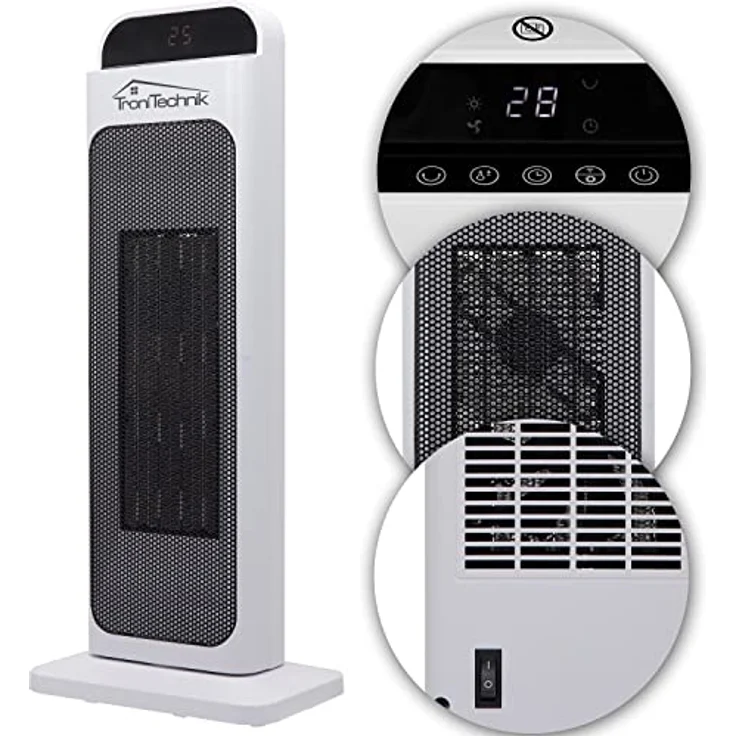 TroniTechnik® Turm-Keramik-Heizer 2000 Watt WIFI/APP gesteuert, Elektro-Heizer, Heizlüfter, PTC Keramikheizelement mit Fernbedienung, Oszillation, Timer, Kippsicherung, LCD Display – Bild 1