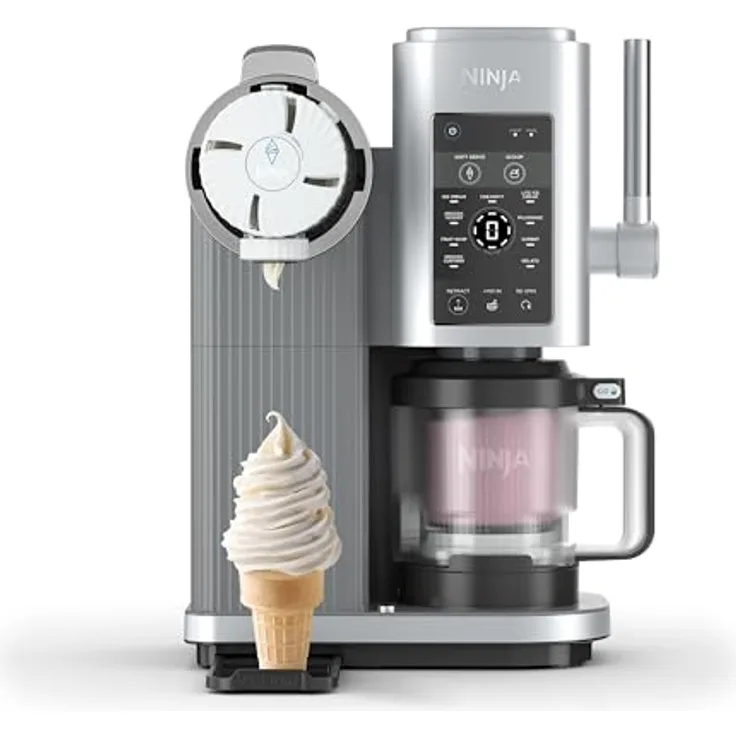 Ninja Swirl by CREAMi NC701EU, Sorbetière und Eismaschine mit 13 Modi, 2x 480-ml-Behälter, in Platinsilber