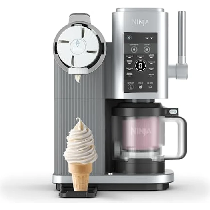 Ninja Swirl by CREAMi NC701EU, Sorbetière und Eismaschine mit 13 Modi, 2x 480-ml-Behälter, in Platinsilber – Bild 1