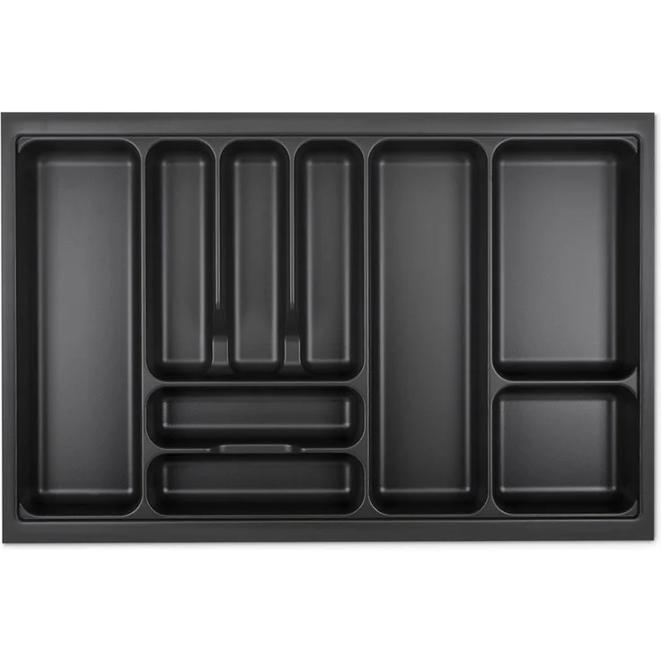 SO-TECH® Besteckeinsatz ORGA-BOX VIII Lavagrau perlstruktur, für 300-1200 mm Schubladenkorpuse, Polystyrol, raumsparende Fachaufteilung – Bild 1