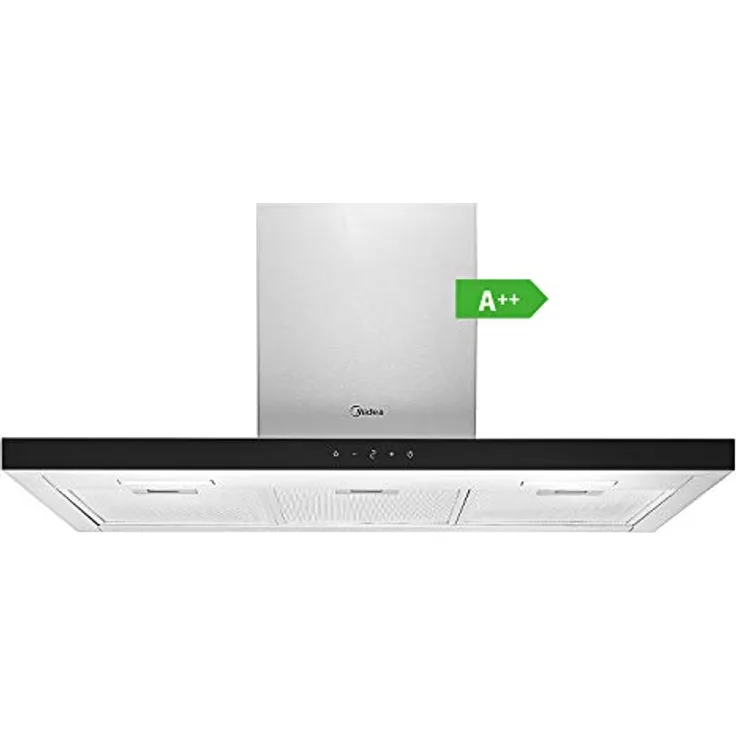 Midea HW7.92 Dunstabzugshaube 90cm Wandhauben mit Gestensteuerung, 640m³/h Luftstrom, Edelstahl mit Glas,4 Stufen, waschbarem Netzfettfilter, Aktivkohlefilter, 2 LED-Leuchten