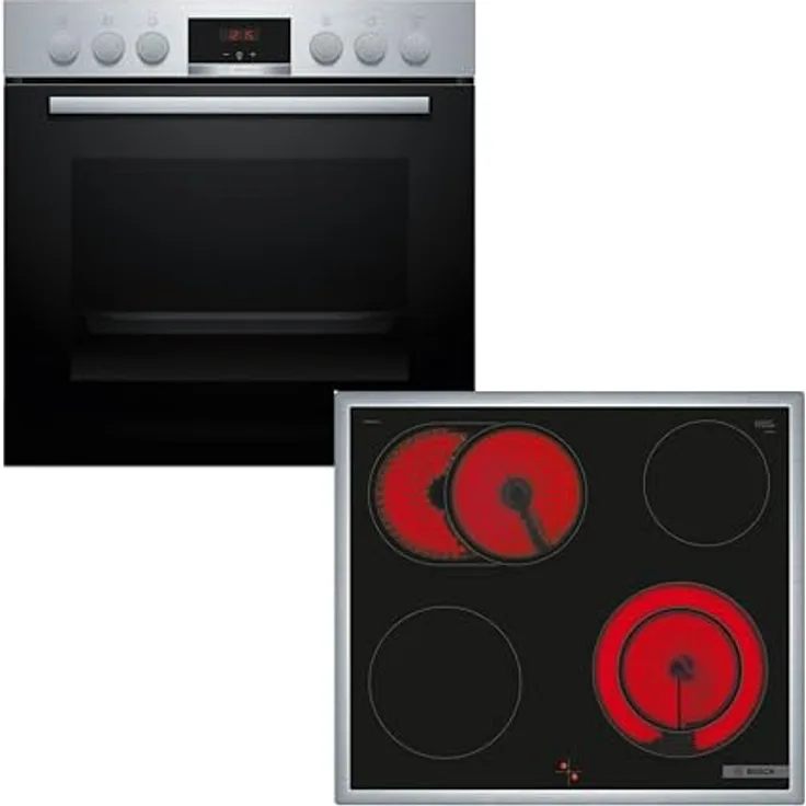 Bosch HND411LS67, Herdset mit 71 l Garraum, 3D-Heißluft und Bräterzone 2400 W