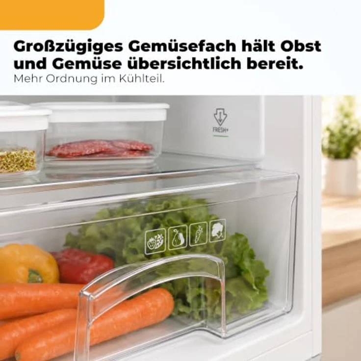 Exquisit KS516-4-HE-040D, Kühlschrank mit 109 l Nutzinhalt, elektronischer Temperaturregelung, niedrigem Geräuschpegel von 37 dB, in Weiß – Bild 7