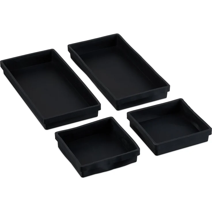 relaxdays Silikon Backform 4er Set, flexibles Material, für Backofen und Tiefkühltruhe geeignet, Schwarz – Bild 1