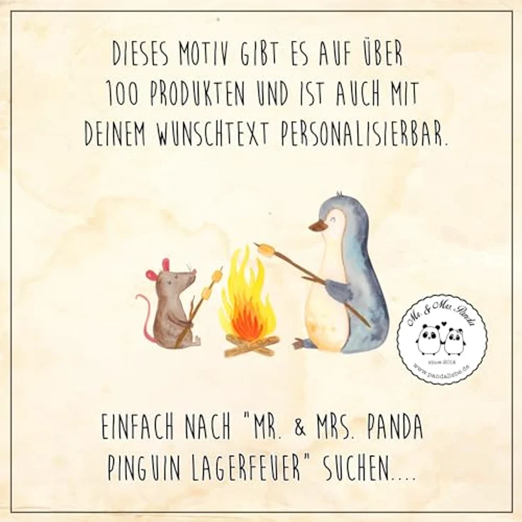 Mr. & Mrs. Panda Blechdose rund Pinguin Lagerfeuer - Eisblau - Hochwertige Metallbox für Geschenke und Lebensmittel – Bild 5