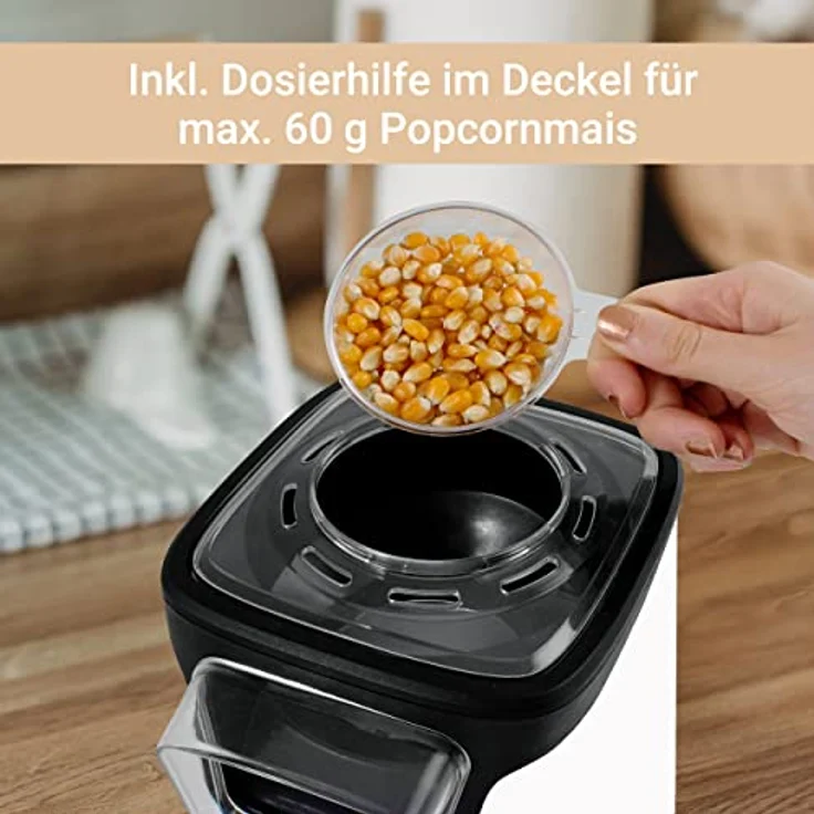 SUNTEC Heißluft-Popcornautomat POP-8618 fat free [Leckeres Popcorn ohne Fettzugabe, rotierendes Heißluft-Funktionsprinzip ohne Anbrennen, max. 60 g Mais, max. 1100 W ] – Bild 6