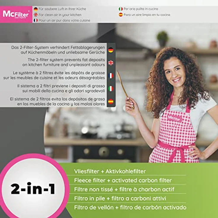 McFilter | 1 Aktivkohle + Fettfilter für Dunstabzugshaube zuschneidbar universal 57 x 47cm, Aktivkohle Filter für Abzugshaube Dunstabzug, Dunstfilter – Bild 3