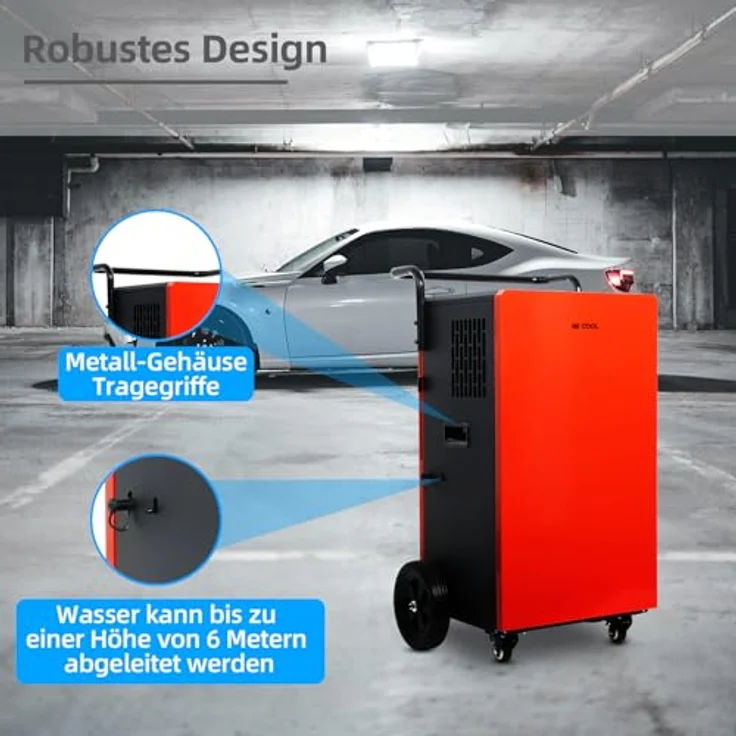BE COOL BC110LEF2202 Bautrockner, Entfeuchtungsleistung bis zu 110 Liter pro Tag für Räume von 45m²-230m², mit Wasserpumpe und Touch-Panel – Bild 4