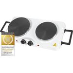 Exquisit Kochplatte KP 3202 we | Massekochfeld | 2 Platten | Leistung 2500 Watt | weiß
