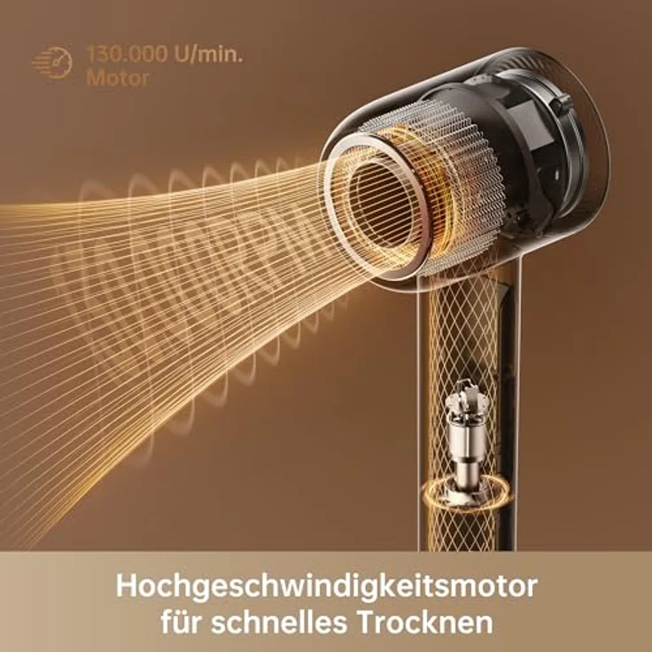 dreame Hair Miracle Haartrockner, 5 Aufsatzdüsen, Föhn mit 600 Millionen Anionen, 130.000 U/min, 57 °C - Schwarz – Bild 4