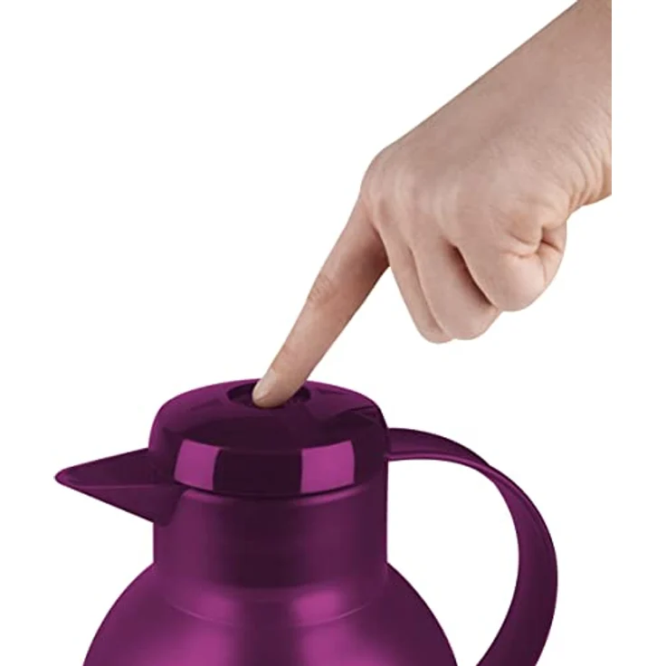 Emsa 507075 Samba Isolierkanne (1 Liter, Quick Press Verschluss, 12h heiß, 24h kalt) himbeer – Bild 2
