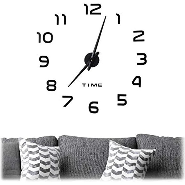 Relaxdays DIY Wanduhr, 3D-Zahlen, Uhr Wandtattoo zum Aufkleben, einfache Installation, Größe variabel, modern, schwarz, 1 Stück