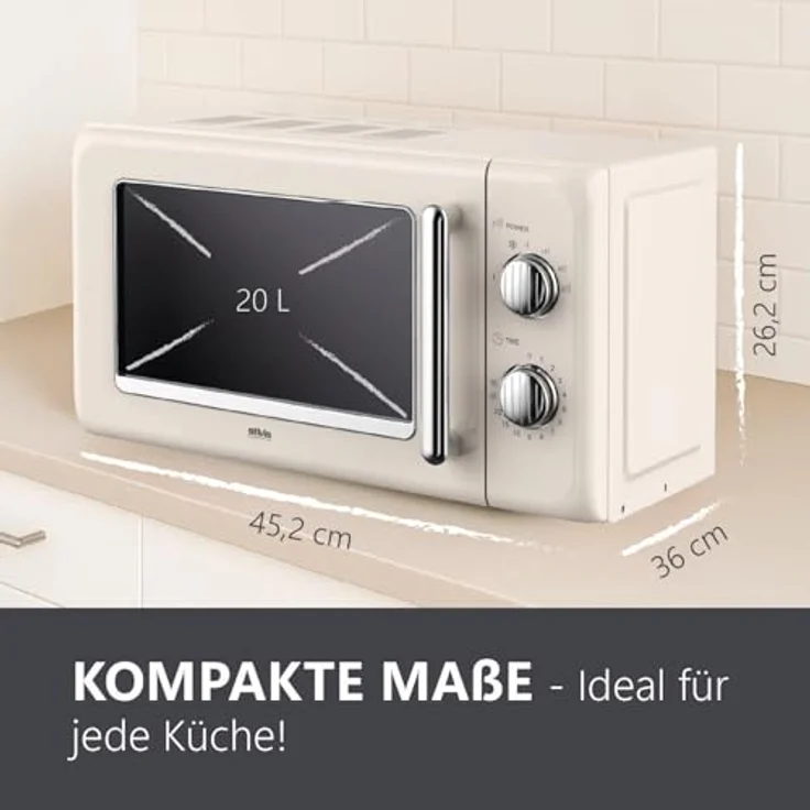 Silva MW-R 25.3, Retro Mikrowelle mit 700 Watt, 20-Liter-Garraum, beige – Bild 6