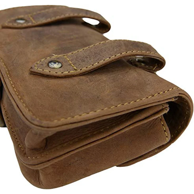 Greenburry Vintage Military Gürteltasche Leder, 16 cm x 6 cm x 9 cm, braun, 100% Leder – Bild 4