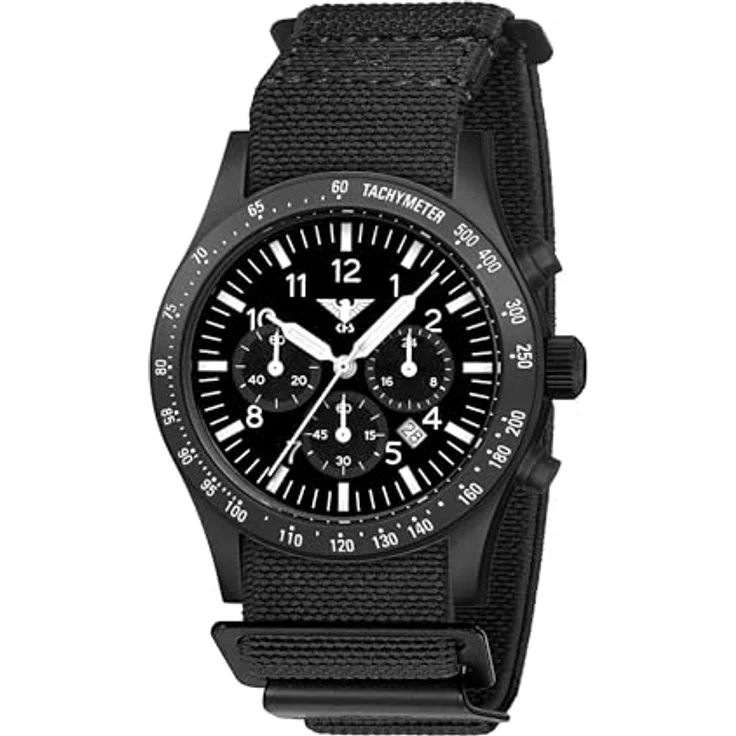 KHS Platoon Black Steel Solar Chronograph mit DIVERFLEX® Band schwarz – Bild 1