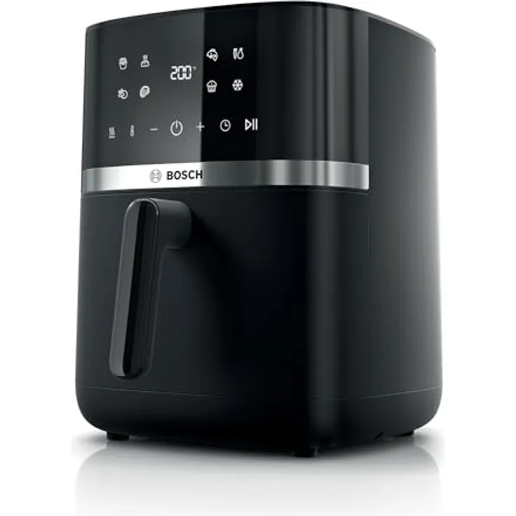 BOSCH Heißluftfritteuse Air Fryer Serie 4 MAF462B0, 6,1l, 2 Heizelemente, 7 Programme, Auftaufunktion, spülmaschinengeeigneter Korb/Gitter, schwarz