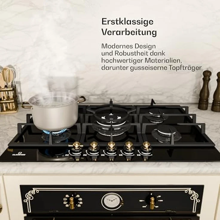 Klarstein DSM-Victoria-5 Gaskochfeld, Einbaugerät, Drehregler, Breite 74 cm, 4 Zonen, schwarz – Bild 8