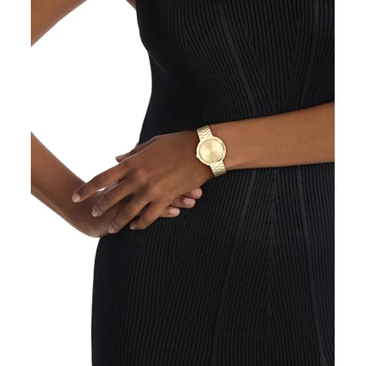 Calvin Klein Quarzuhr Twisted Bezel 25100094, Damenuhr mit goldfarbenem Edelstahlarmband, analog, spritzwassergeschützt, Zifferblatt mit Glassteinen – Bild 4
