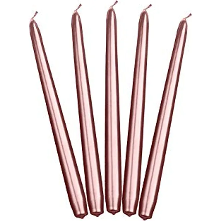 PartyDeco Metallisierte Kegelkerze rosegold 24cm 10 Stk. Hochzeit Geburtstag Junggesellenabschied Heiligabend Silvester Karneval