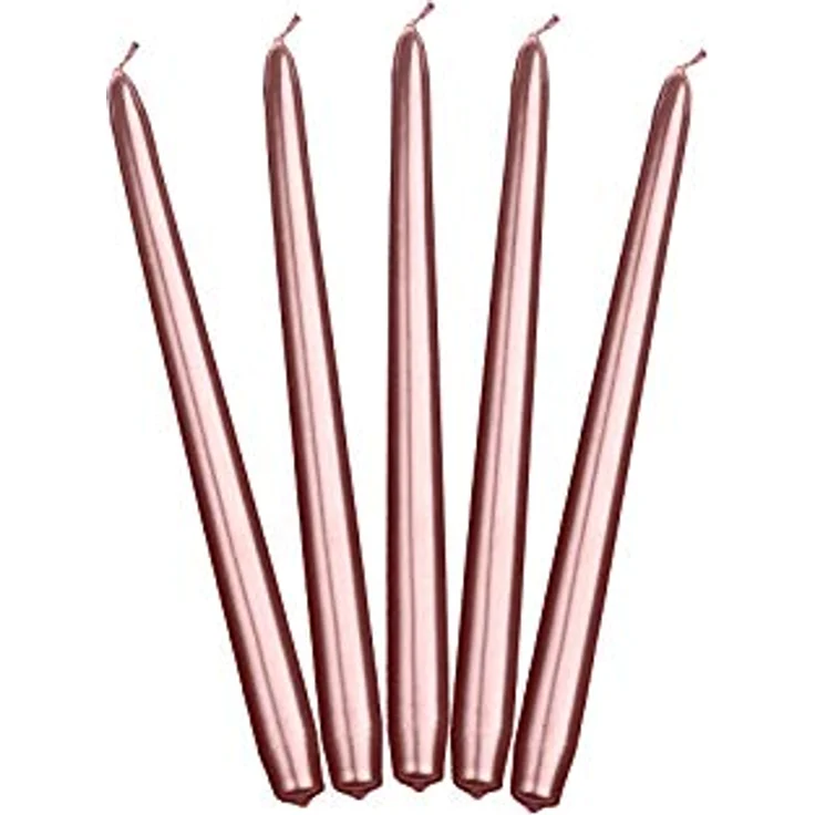 PartyDeco Metallisierte Kegelkerze rosegold 24cm 10 Stk. Hochzeit Geburtstag Junggesellenabschied Heiligabend Silvester Karneval – Bild 1
