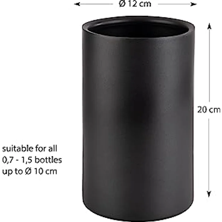 APS 36127 Doppelwandiger Flaschenkühler/Weinkühler für Flaschen mit max. Ø 10cm, schwarz/außen Ø 12 cm, H: 20 cm … – Bild 4