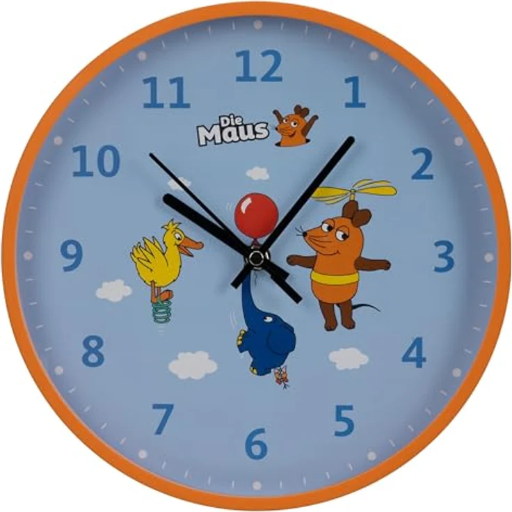 Die Maus DieMaus Kinder-Wanduhr mit leisem Quarz-Uhrwerk, 25 cm Durchmesser, für Kinder ab 6 Jahren – Bild 2
