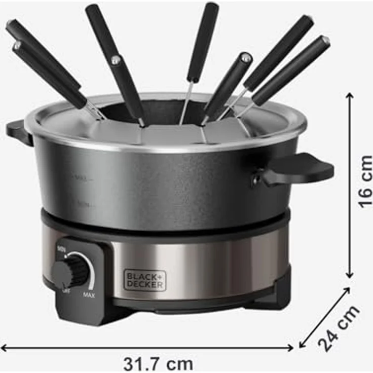 Black & Decker BLACK+DECKER Fondue Maker, Fondue Set mit Antihaftbeschichtung, schwarz – Bild 8