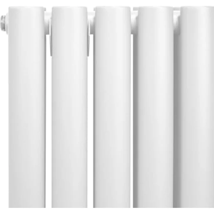 Monster Shop Röhrenheizkörper Oval 600 x 600mm, Horizontaler Wandheizkörper aus glänzendem Weiß Kohlenstoffstahl mit hoher Wärmeleistung 2684 BTU, inkl. Reinigungsbürste und Befestigungsset – Bild 3